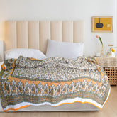 Kuber Industries Heart Home Floral Print All-Season Microfiber Microfiber Filler Cotton Reversible Single Bed Quilt, Blanket 60"x90" (Orange)-48HH014